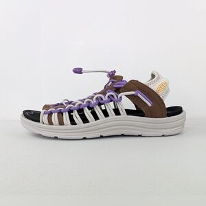 New KEEN Uneek II Open Toe Sport Sandals Womens Size 9.5 Brown White Hiking